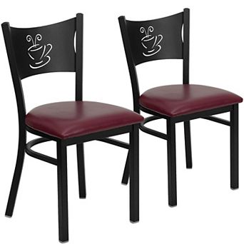 Emma And Oliver 2 Pack Coffee Back Metal Restaurant Chair