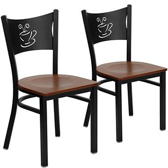 Emma And Oliver 2 Pack Coffee Back Metal Restaurant Chair