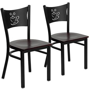 Emma And Oliver 2 Pack Coffee Back Metal Restaurant Chair