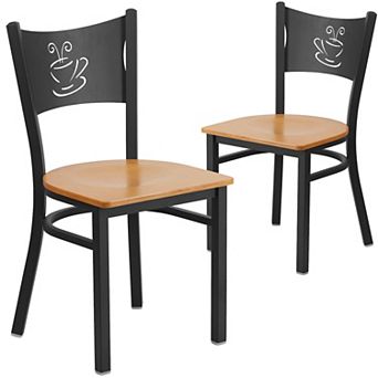 Emma And Oliver 2 Pack Coffee Back Metal Restaurant Chair