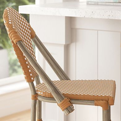 Merrick Lane Celia Set Of Two Indoor/outdoor Stacking Bistro Bar Stools