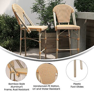 Merrick Lane Celia Set Of Two Indoor/outdoor Stacking Bistro Bar Stools