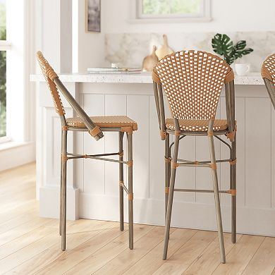 Merrick Lane Celia Set Of Two Indoor/outdoor Stacking Bistro Bar Stools