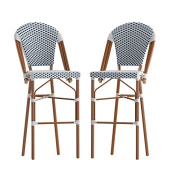 Merrick Lane Celia Set Of Two Indoor/outdoor Stacking Bistro Bar Stools