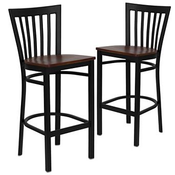 Emma And Oliver 2 Pack School House Back Metal Restaurant Barstool