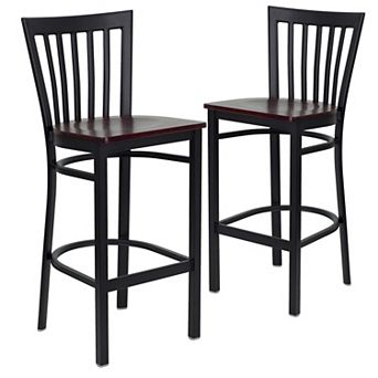 Emma And Oliver 2 Pack School House Back Metal Restaurant Barstool