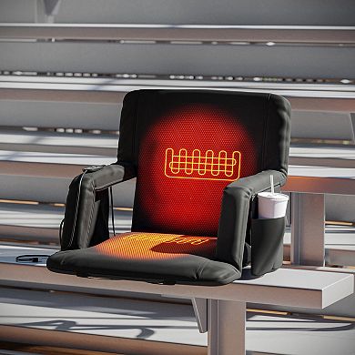 Emma And Oliver Mikki Portable Heated Reclining Stadium Chair With Armrests