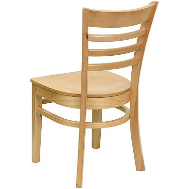Emma And Oliver 2 Pack Ladder Back Wooden Restaurant Chair