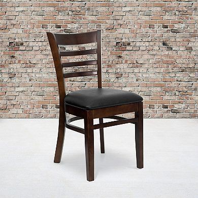 Emma And Oliver 2 Pack Ladder Back Wooden Restaurant Chair