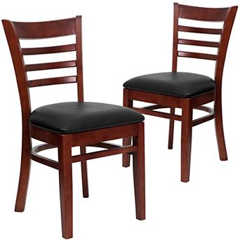 Emma And Oliver 2 Pack Ladder Back Wooden Restaurant Chair