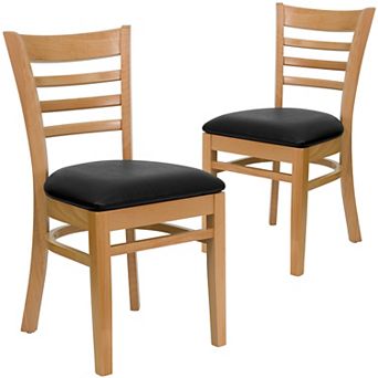 Emma And Oliver 2 Pack Ladder Back Wooden Restaurant Chair