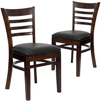 Emma And Oliver 2 Pack Ladder Back Wooden Restaurant Chair