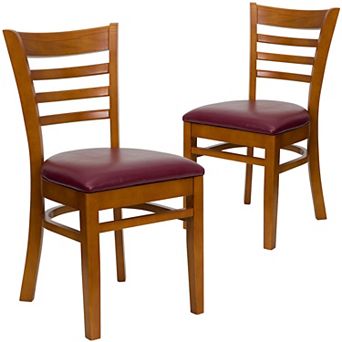 Emma And Oliver 2 Pack Ladder Back Wooden Restaurant Chair