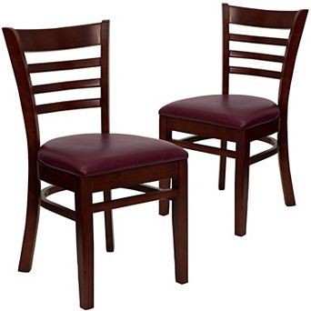 Emma And Oliver 2 Pack Ladder Back Wooden Restaurant Chair
