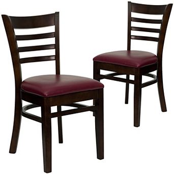Emma And Oliver 2 Pack Ladder Back Wooden Restaurant Chair