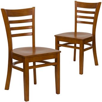 Emma And Oliver 2 Pack Ladder Back Wooden Restaurant Chair