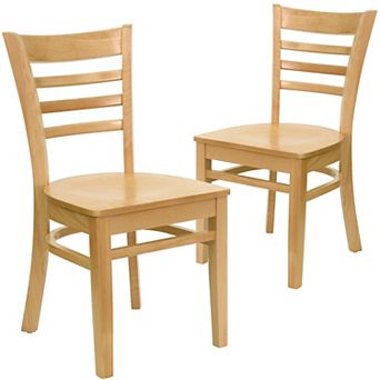 Emma And Oliver 2 Pack Ladder Back Wooden Restaurant Chair