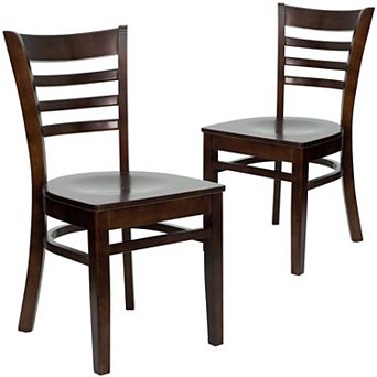 Emma And Oliver 2 Pack Ladder Back Wooden Restaurant Chair