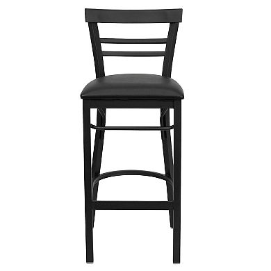 Emma And Oliver 2 Pack Two-slat Ladder Back Metal Restaurant Barstool