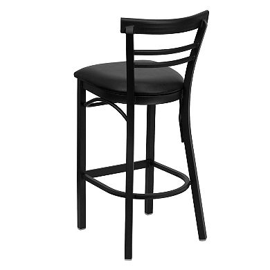 Emma And Oliver 2 Pack Two-slat Ladder Back Metal Restaurant Barstool