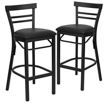 Emma And Oliver 2 Pack Two-slat Ladder Back Metal Restaurant Barstool