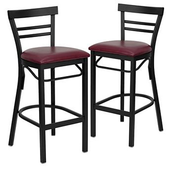 Emma And Oliver 2 Pack Two-slat Ladder Back Metal Restaurant Barstool
