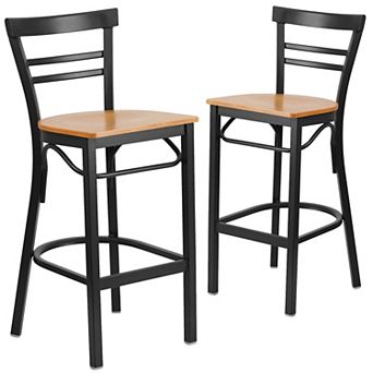 Emma And Oliver 2 Pack Two-slat Ladder Back Metal Restaurant Barstool