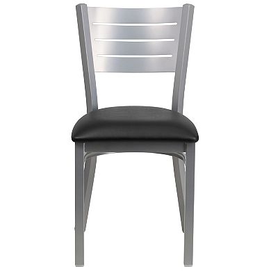 Emma And Oliver 2 Pack Silver Slat Back Metal Restaurant Chair
