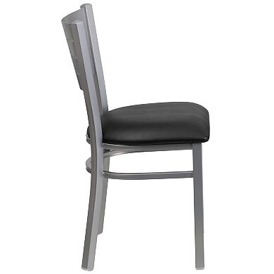 Emma And Oliver 2 Pack Silver Slat Back Metal Restaurant Chair