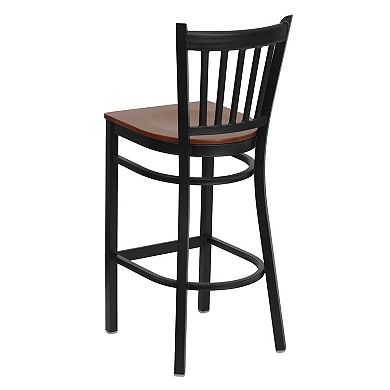 Emma And Oliver 2 Pack Vertical Back Metal Restaurant Barstool