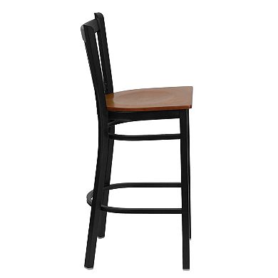Emma And Oliver 2 Pack Vertical Back Metal Restaurant Barstool