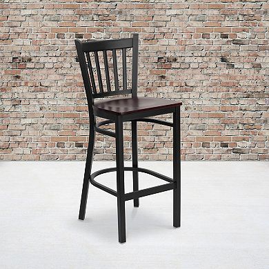 Emma And Oliver 2 Pack Vertical Back Metal Restaurant Barstool