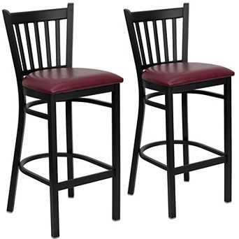 Emma And Oliver 2 Pack Vertical Back Metal Restaurant Barstool