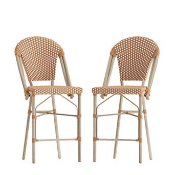 Merrick Lane Celia Set Of Two Indoor/outdoor Stacking Bistro Counter Stools