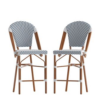 Merrick Lane Celia Set Of Two Indoor/outdoor Stacking Bistro Counter Stools