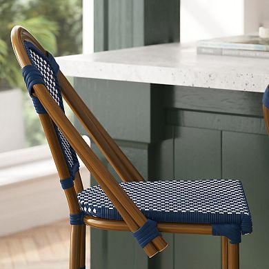Merrick Lane Sacha Set Of Two Stacking Bistro Counter Stools With Pe Seats And Backs