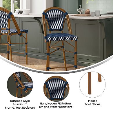 Merrick Lane Sacha Set Of Two Stacking Bistro Counter Stools With Pe Seats And Backs
