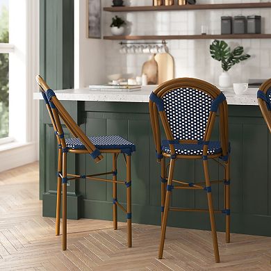 Merrick Lane Sacha Set Of Two Stacking Bistro Counter Stools With Pe Seats And Backs