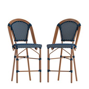 Merrick Lane Sacha Set Of Two Stacking Bistro Counter Stools With Pe Seats And Backs