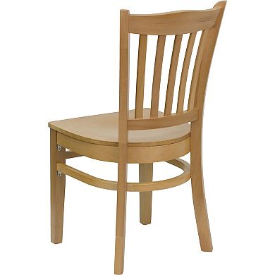 Emma And Oliver 2 Pack Vertical Slat Back Wooden Restaurant Chair