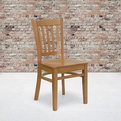 Emma And Oliver 2 Pack Vertical Slat Back Wooden Restaurant Chair