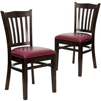 Emma And Oliver 2 Pack Vertical Slat Back Wooden Restaurant Chair