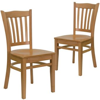 Emma And Oliver 2 Pack Vertical Slat Back Wooden Restaurant Chair