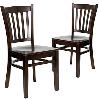 Emma And Oliver 2 Pack Vertical Slat Back Wooden Restaurant Chair