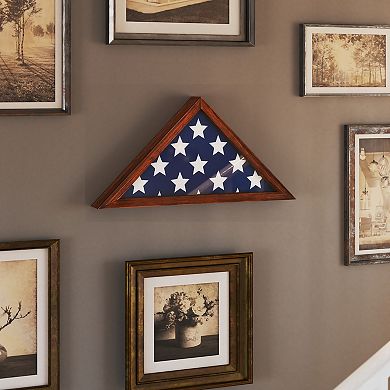 Merrick Lane Sabore Solid Wood Military Memorial Flag Display Case for 9.5' x 5' Flag