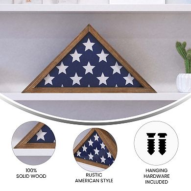Merrick Lane Sabore Solid Wood Military Memorial Flag Display Case for 9.5' x 5' Flag