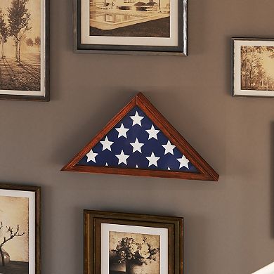 Merrick Lane Sabore Solid Wood Military Memorial Flag Display Case for 9.5' x 5' Flag