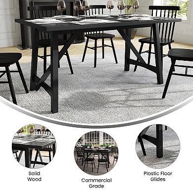 Merrick Lane Solid Wood Dining Table With Trestle Style Base