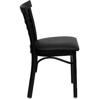 Emma And Oliver 2 Pack Three-slat Ladder Back Metal Restaurant Chair