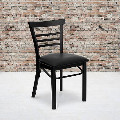 Emma And Oliver 2 Pack Three-slat Ladder Back Metal Restaurant Chair